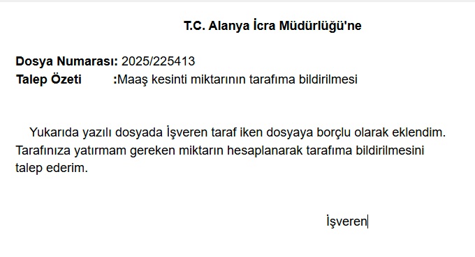 iş veren borçlu eklendim, maaş haczi